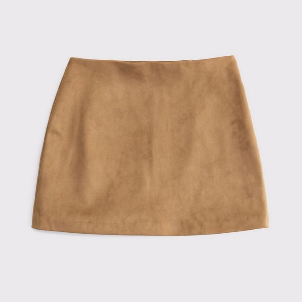 The A&F Scarlett Vegan Suede Mini Skort in Brown / Toasted Taupe | Suede Skirt